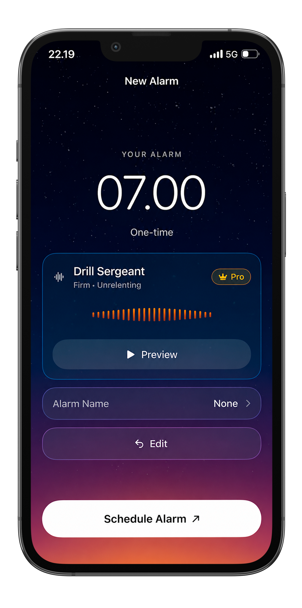 Alarmio app alarm screen